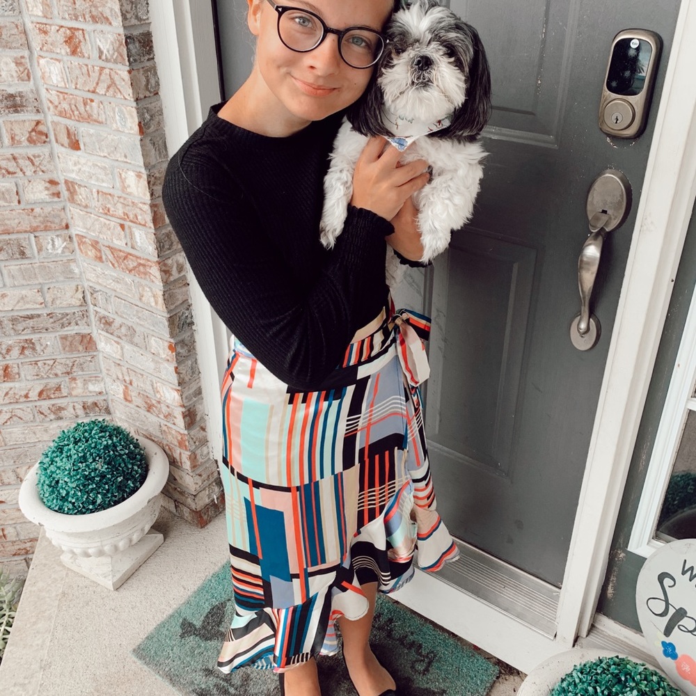 VERSONA PATTERNED SILK RUFFLE WRAP SKIRT